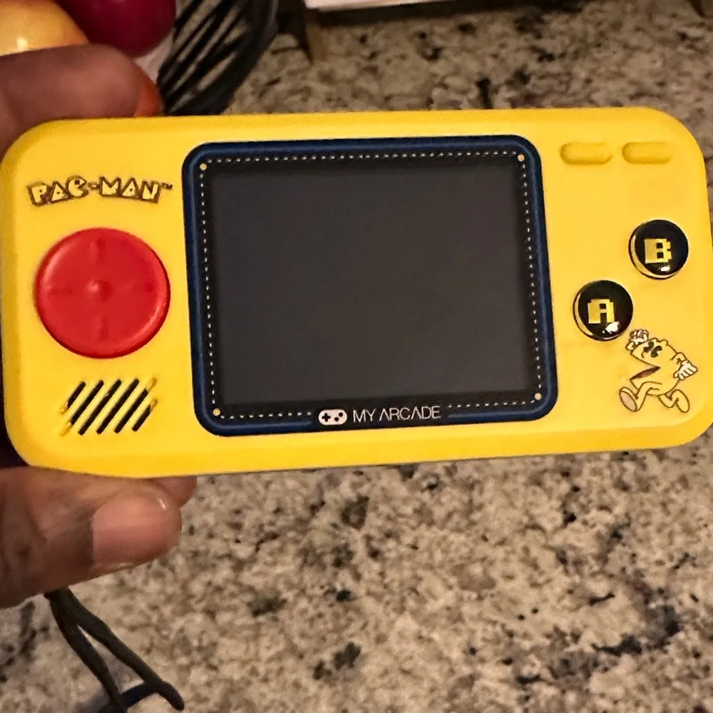 Arcade Pac-Man Handheld Console - Bright Yellow - For Parts ONLY Screen Cracked.